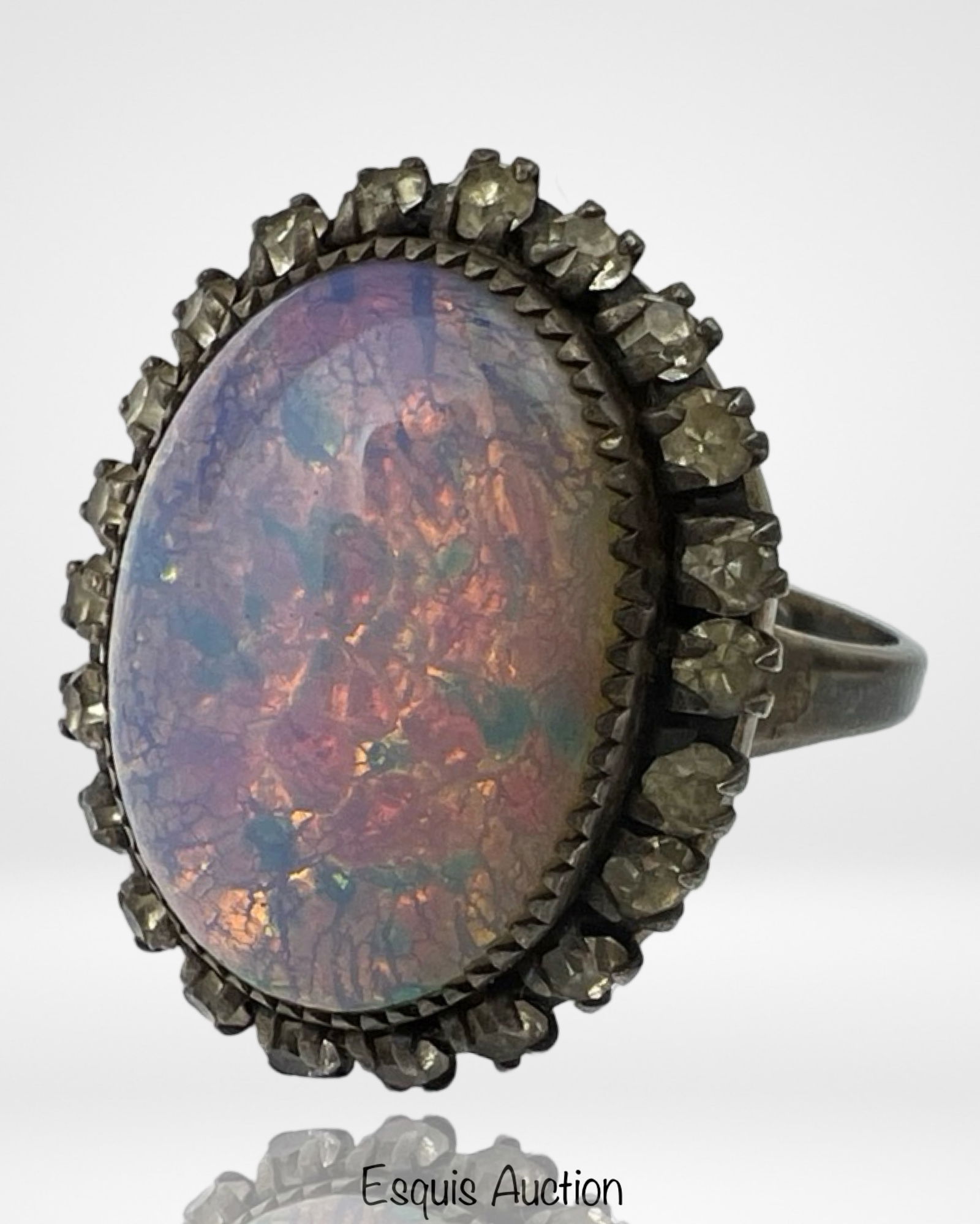 Vintage Lady's Sterling Silver Ring Fire Opal (1 of 4)