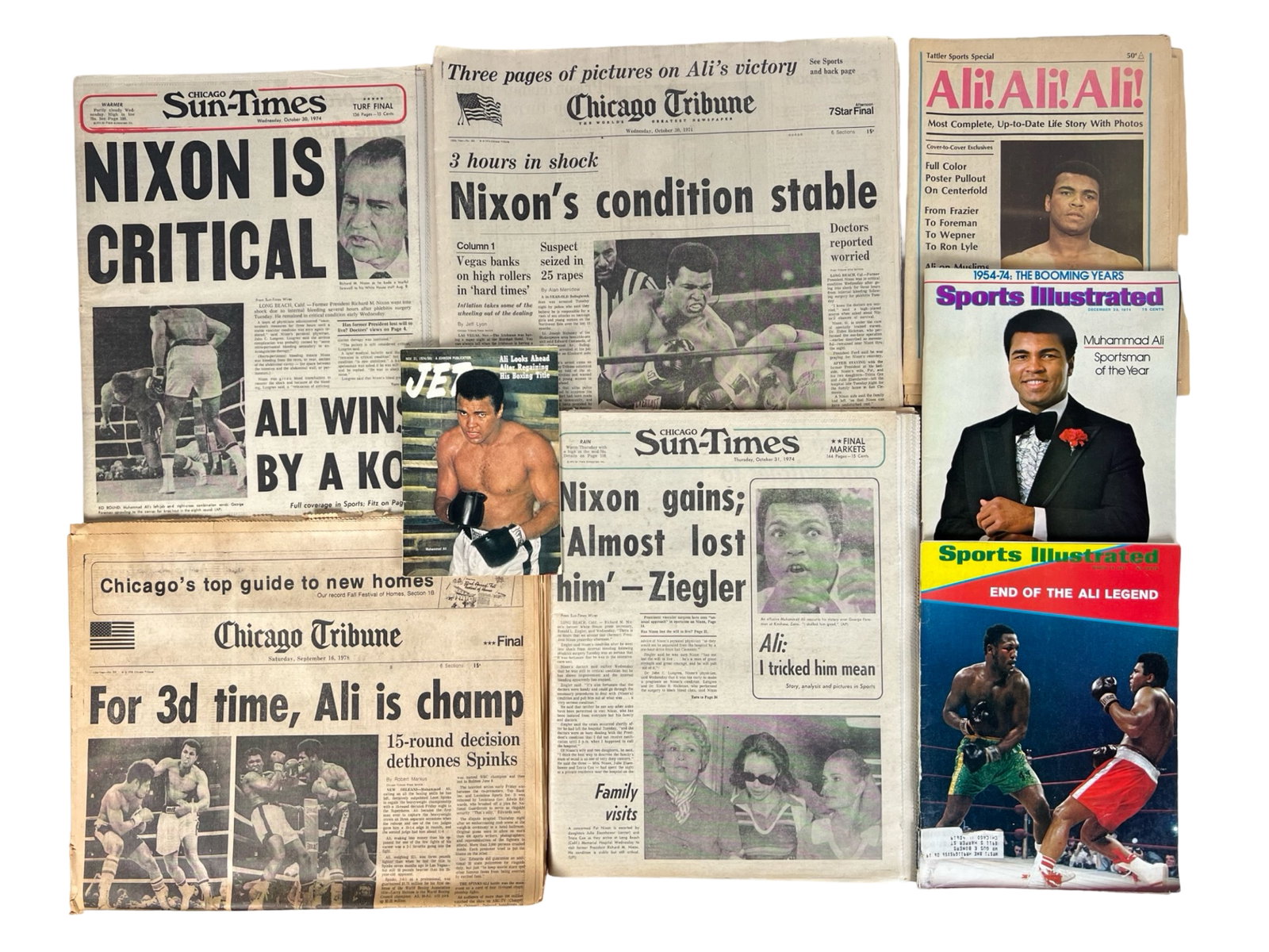 Muhammad Ali Newspapers & Magazines Memorabilia: Vintage Muhammad Ali Newspapers & Magazines Memorabilia.