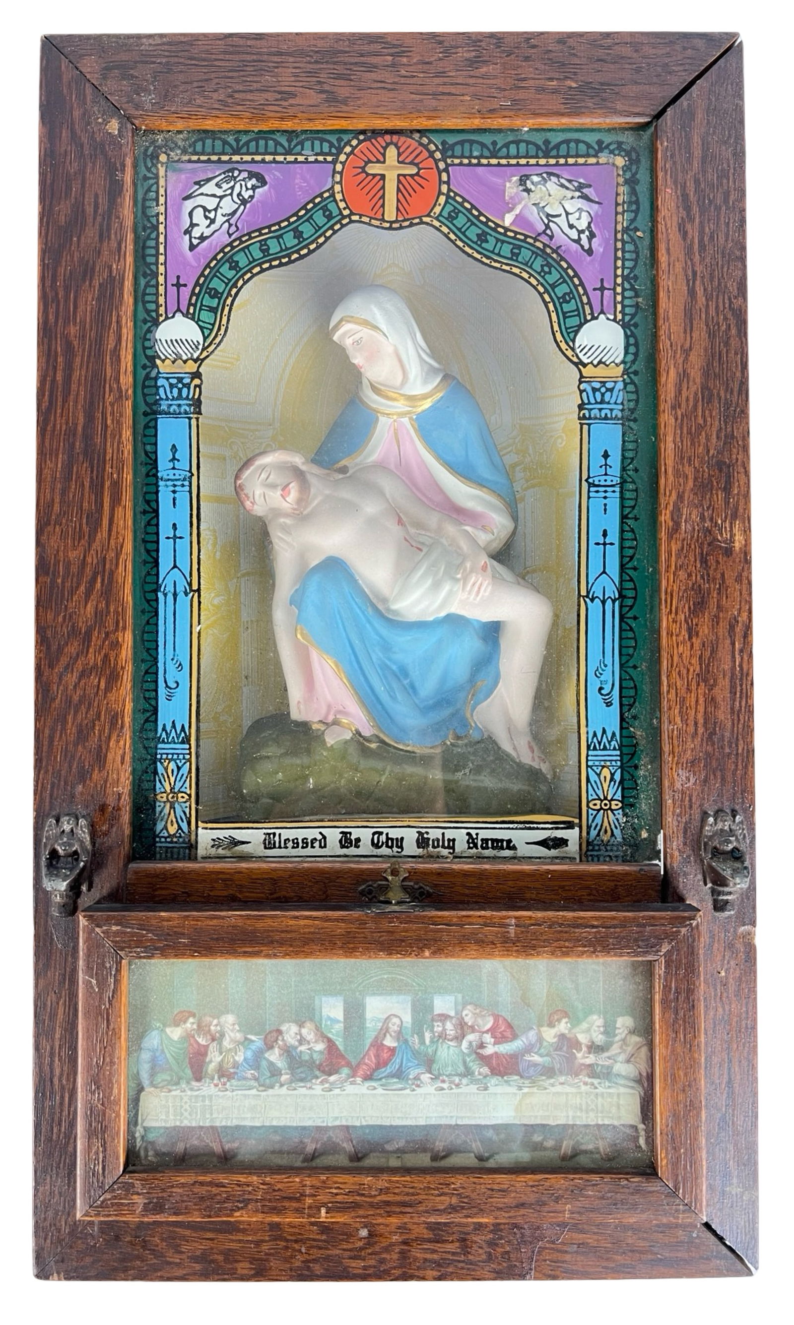 Antique Pieta Virgin Mary Last Rite Sick Call Box (1 of 6)