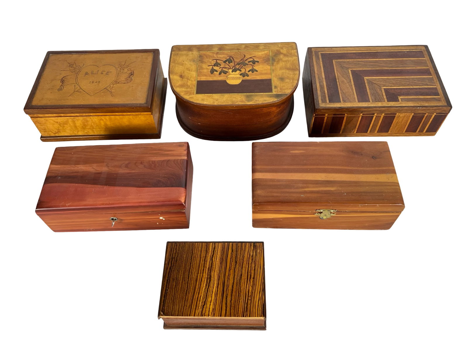 Lot of Vintage Wooden Keepsake & Jewelry Boxes (1 of 4)