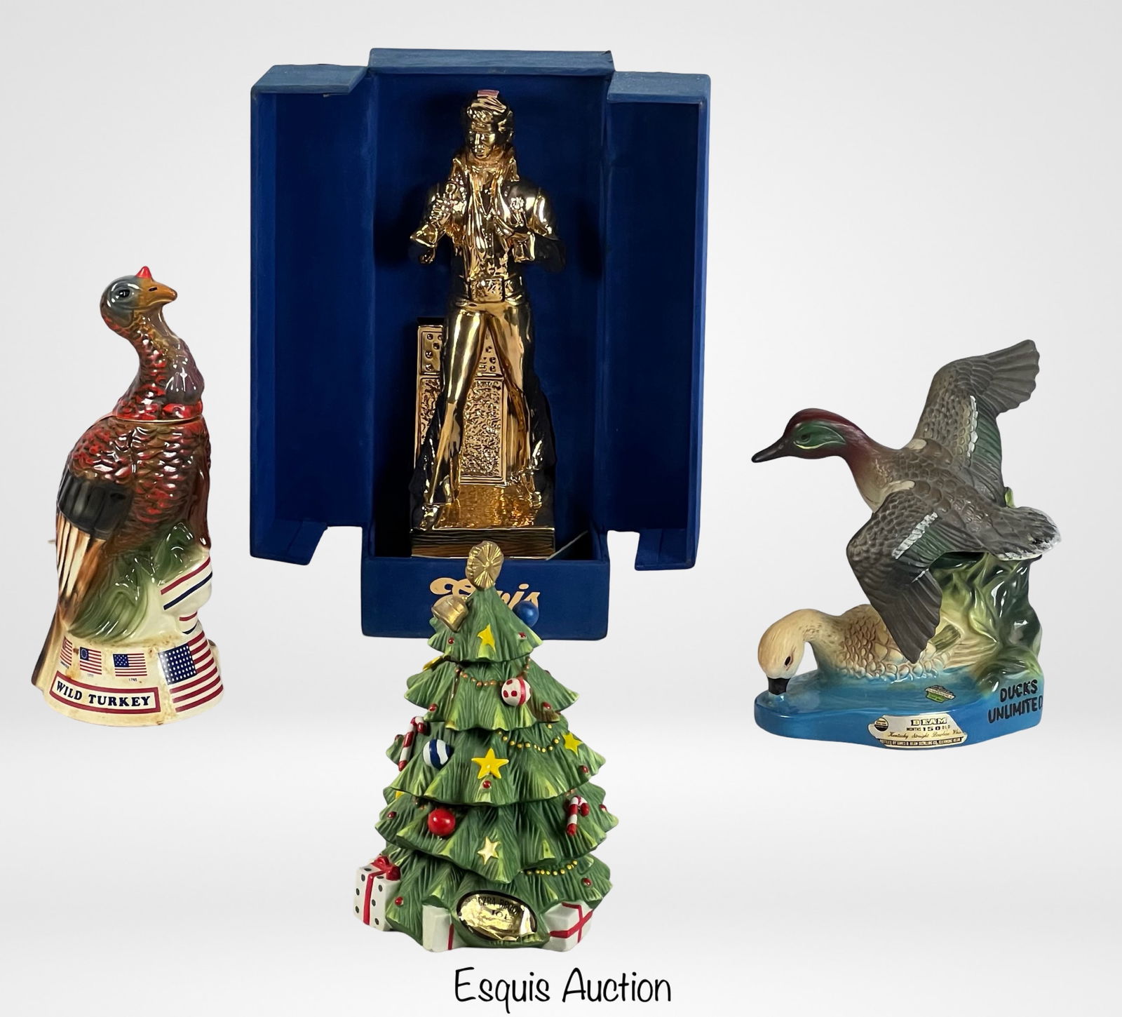 Vintage Whiskey Figural Decanters- Golden Elvis (1 of 4)