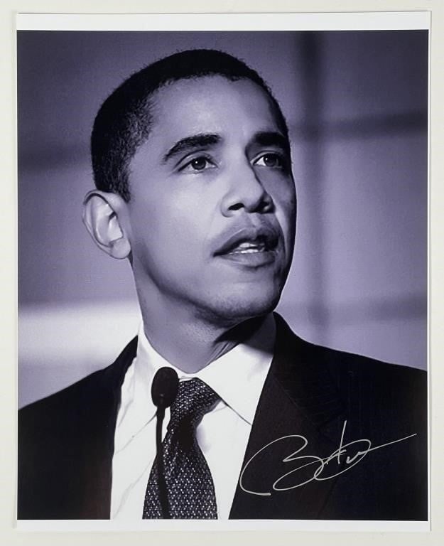President Barack Obama Autographed Photograph: Celebrate a historic moment in American politics with this autographed photograph of President Barack Obama. Measuring 8" x 10", this iconic piece captures a pivotal moment from the 2008 convention, s