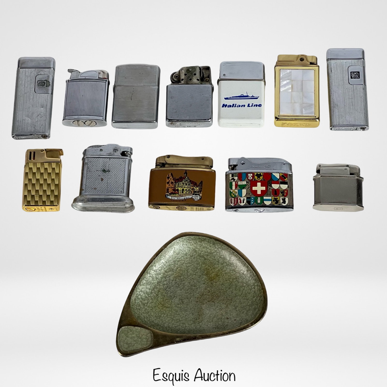 Group of Vintage Cigarette Lighters- Zippo: Lot of Vintage Cigarette Lighters including Zippo. Come with MCM Ashtray.
