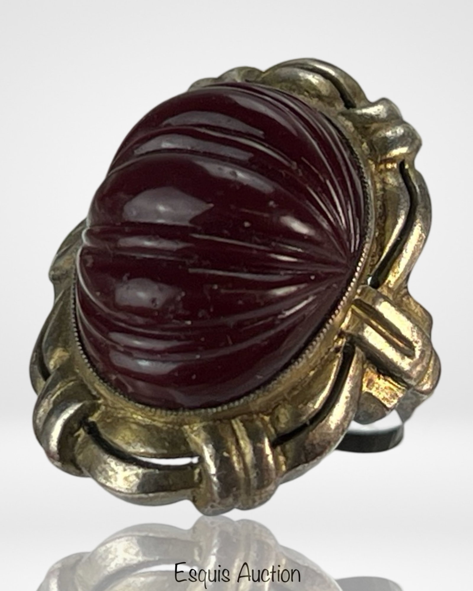 Vintage Lady's Sterling Silver Carnelian Ring: Vintage Lady's Sterling Silver Ring with Carved Carnelian. Size- 4 3/4.