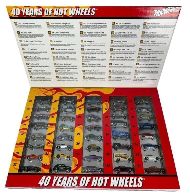 Hot Wheels 40th Anniversary Die-Cast Car Set: Hot Wheels 40th Anniversary Set- 40 Years of Hot Wheels 1968 - 2007. 40 Die-Cast Car Legends Set. Mint Condition.