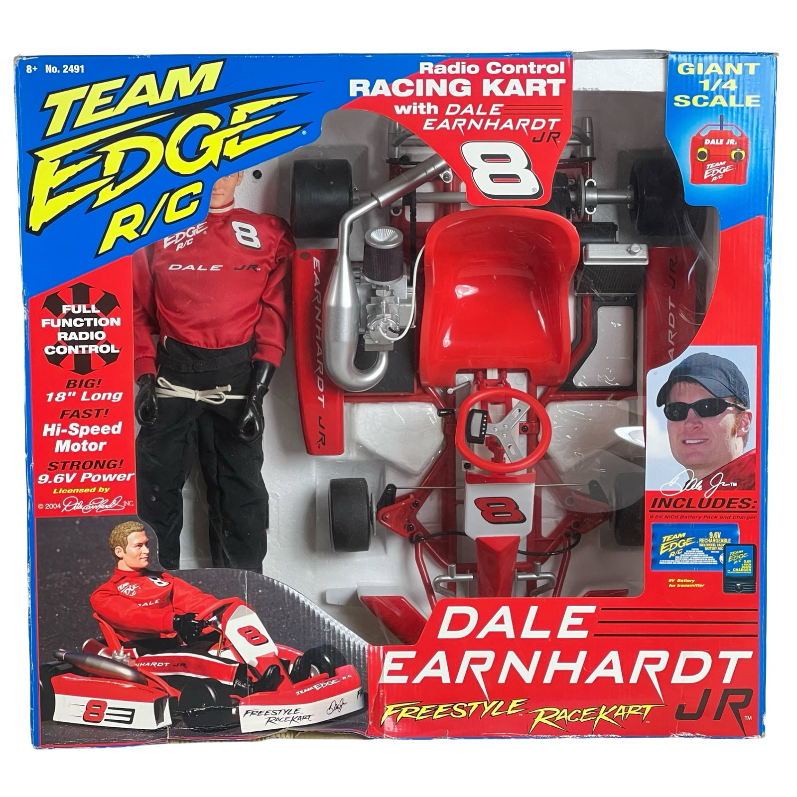 Dale Earnhardt Jr Team Edge R/C Racing Car: Dale Earnhardt Jr Team Edge R/c Radio Control Racing Kart and Driver. Appears to be in near mint condition.