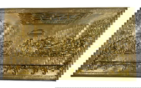 Vintage Brass "The Last Supper" Relief Wall Plaque