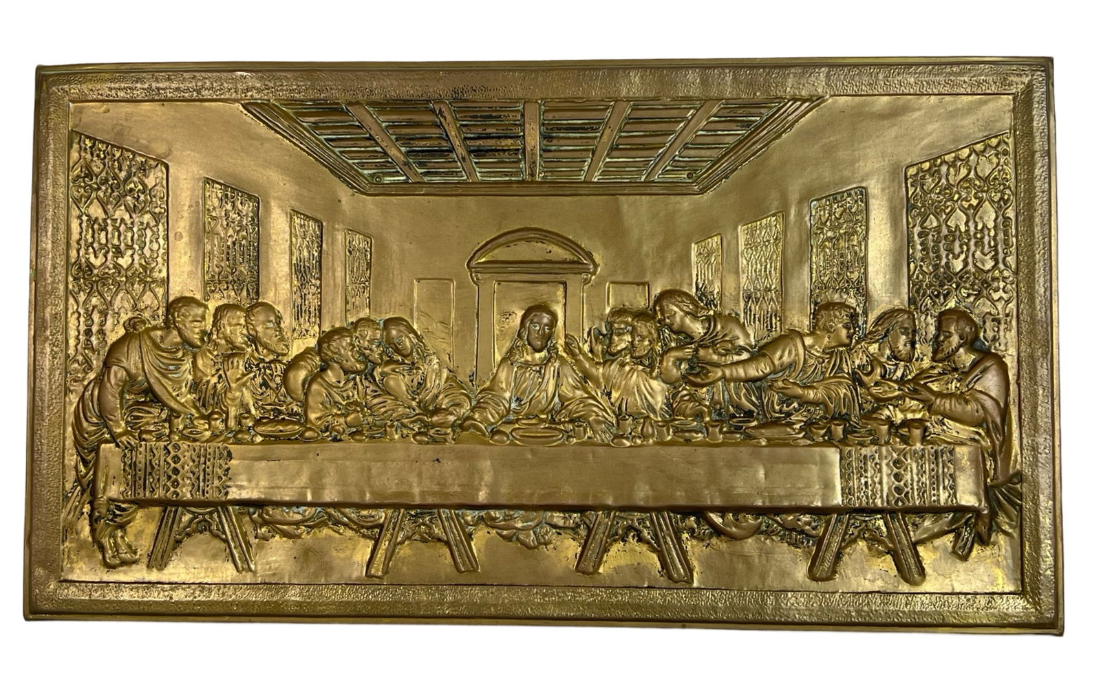 Vintage Brass "The Last Supper" Relief Wall Plaque (1 of 2)