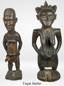 Antique African Wood Carved Baule Lube Figures