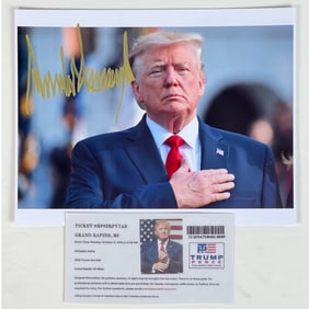 President Donald Trump Signed Photo with Ticket