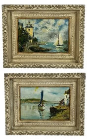 Duo of Impressionist Dutch Coastal Views Paintings