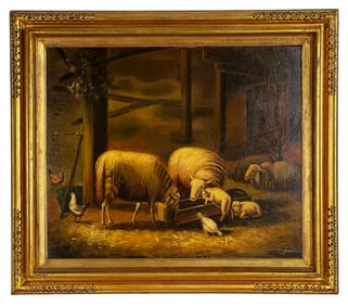 Barn Life Scene Oil Painting