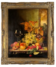 till Life with Fruits and Wine Glass Oil Painting