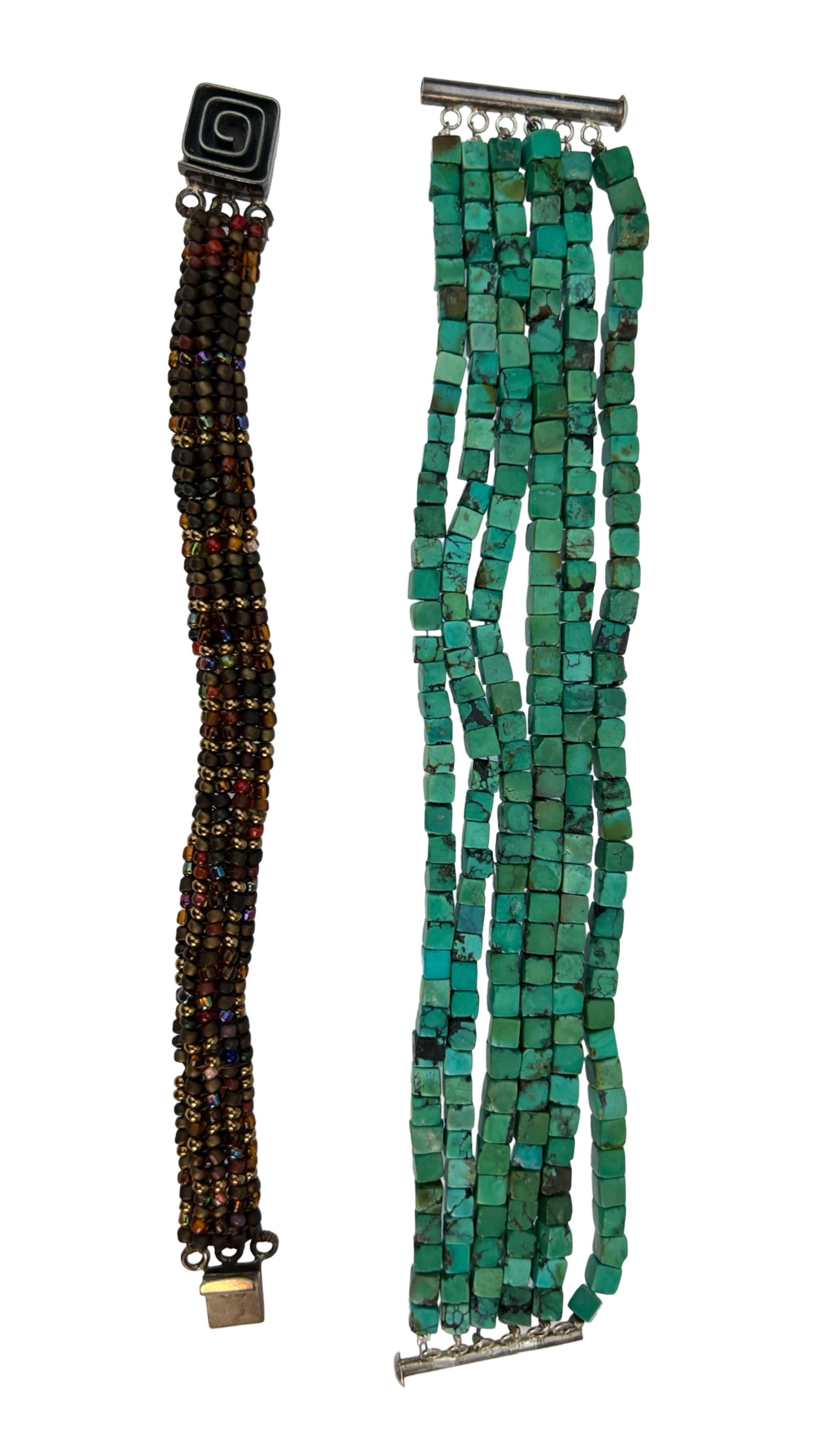 Two Lady's Beaded Sterling Silver Bracelets (1 of 5)