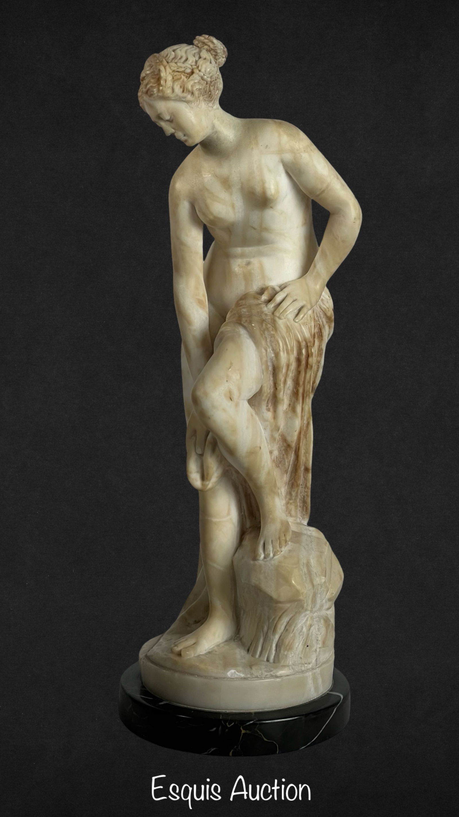 Bathing Venus Carved Alabaster Sculpture (1 of 4)