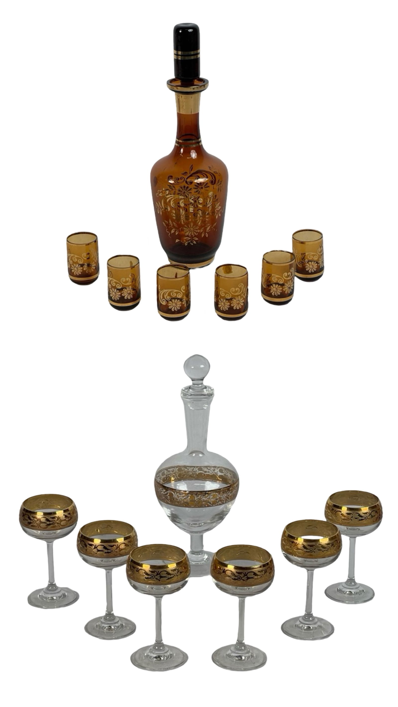 Bohemian Moser & Culver Glass Decanter Sets (1 of 8)