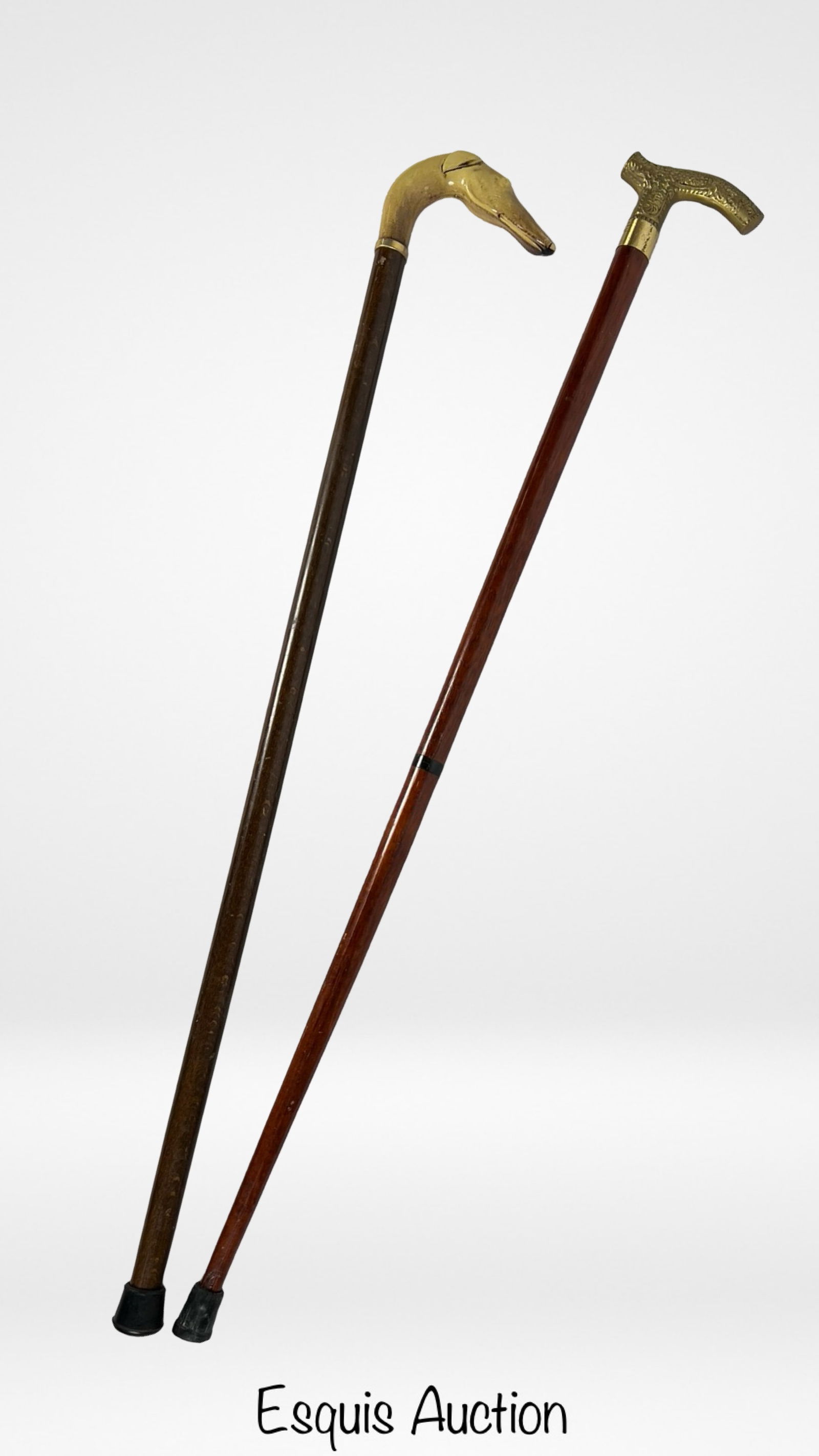 Two Vintage Walking Sticks/ Canes- Dog Handle (1 of 3)