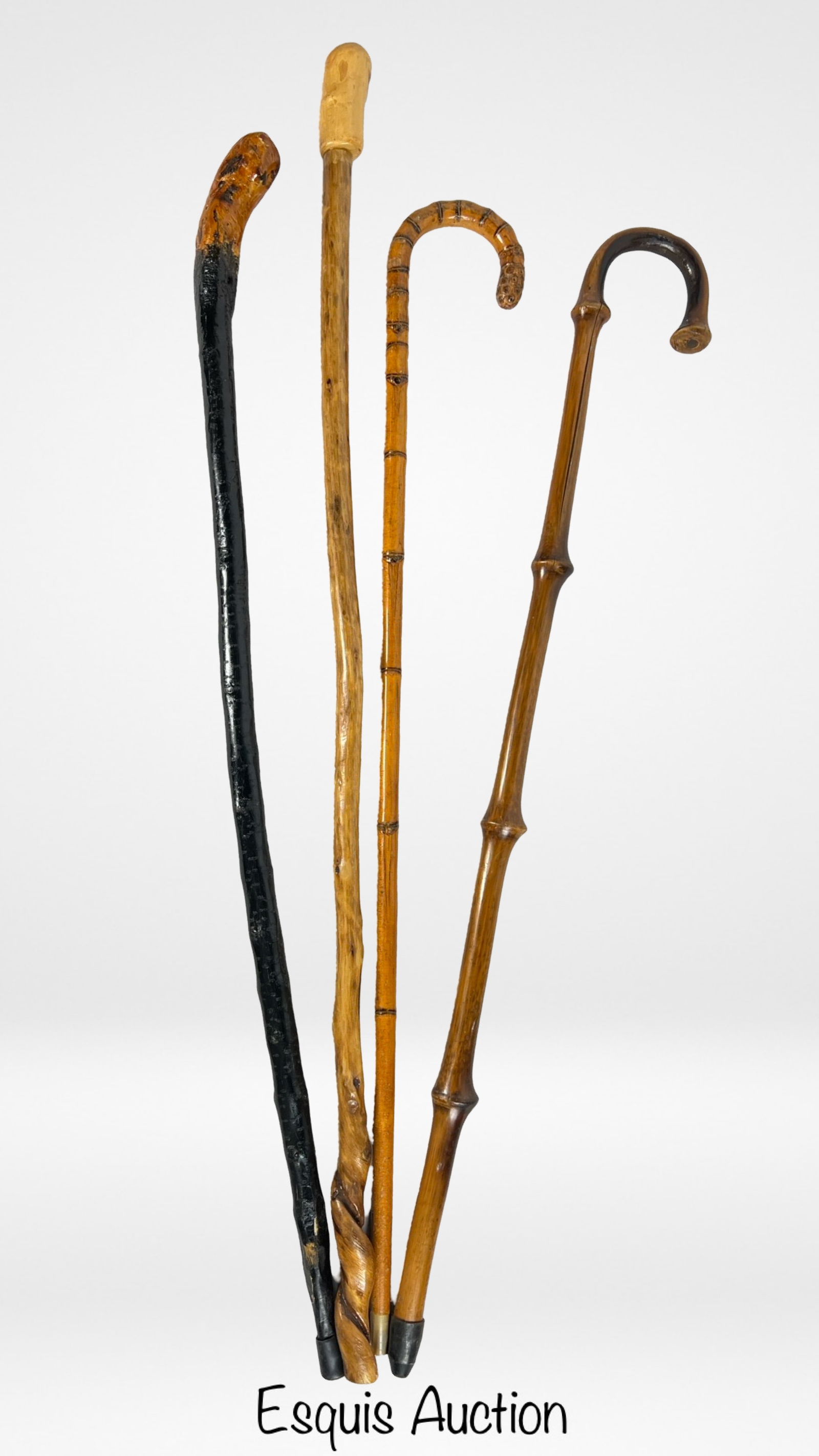 Four Vintage Wood Carved Walking Sticks/ Canes (1 of 4)