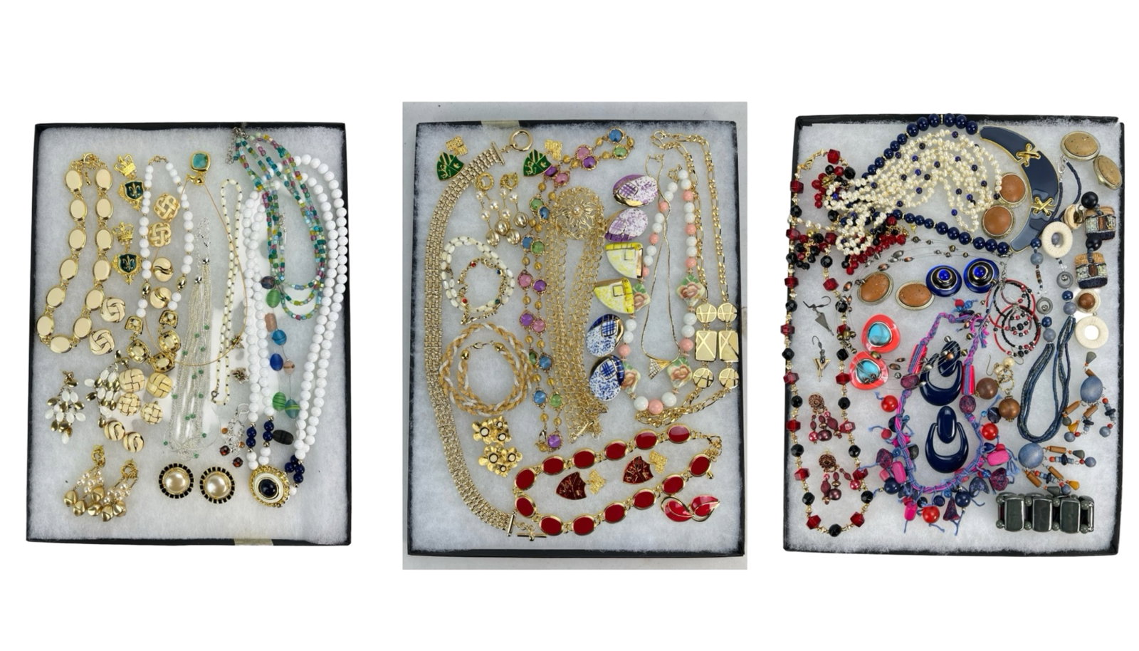 Assortment of Costume Jewelry - Sparkling Variety: Elevate your style with this dazzling Assortment of Costume Jewelry. Bursting with variety, this collection features an array of necklaces, earrings, bracelets, and more, each piece designed to add a 