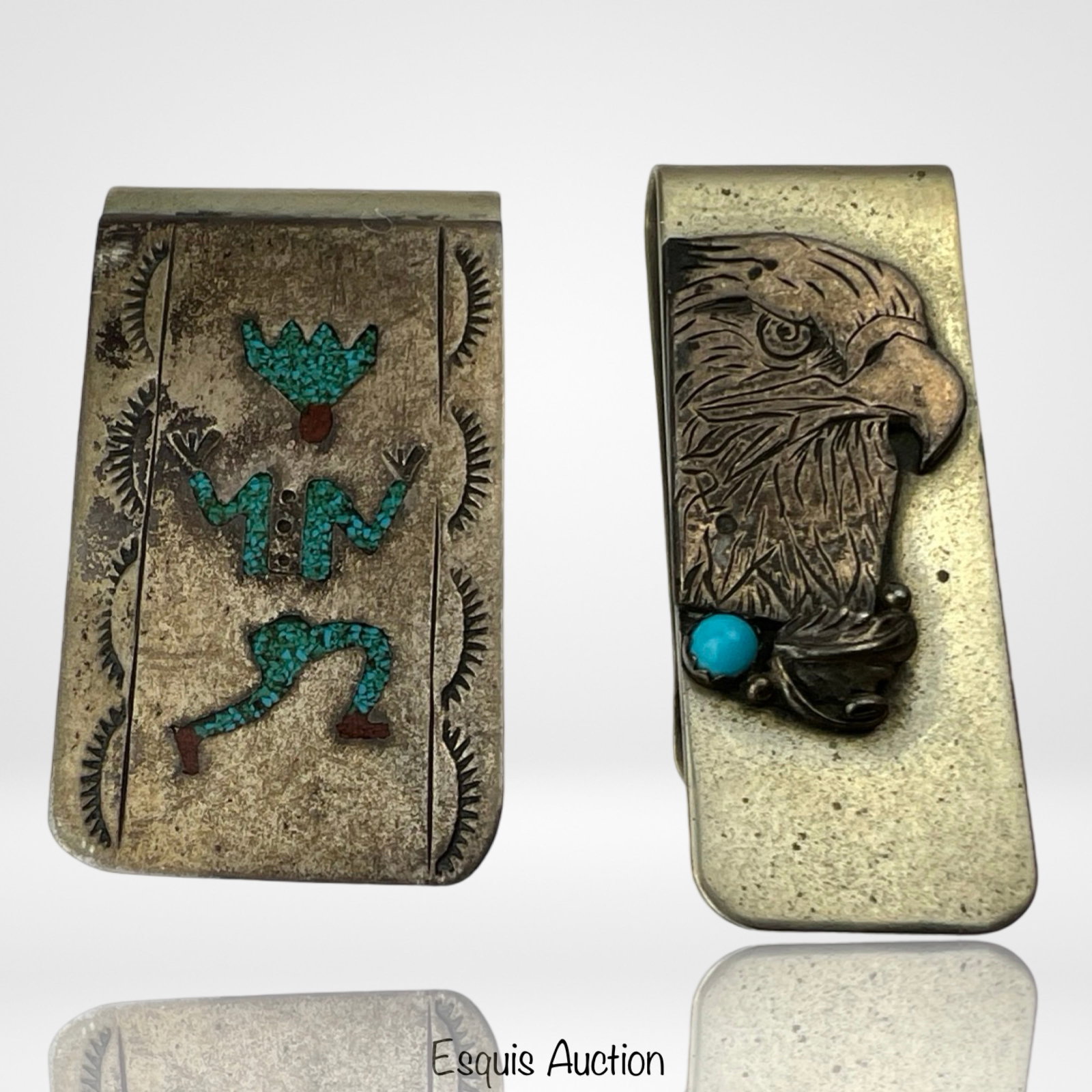 2 Native American Sterling Silver Money Clips: 2 Native American Sterling Silver Money Clips