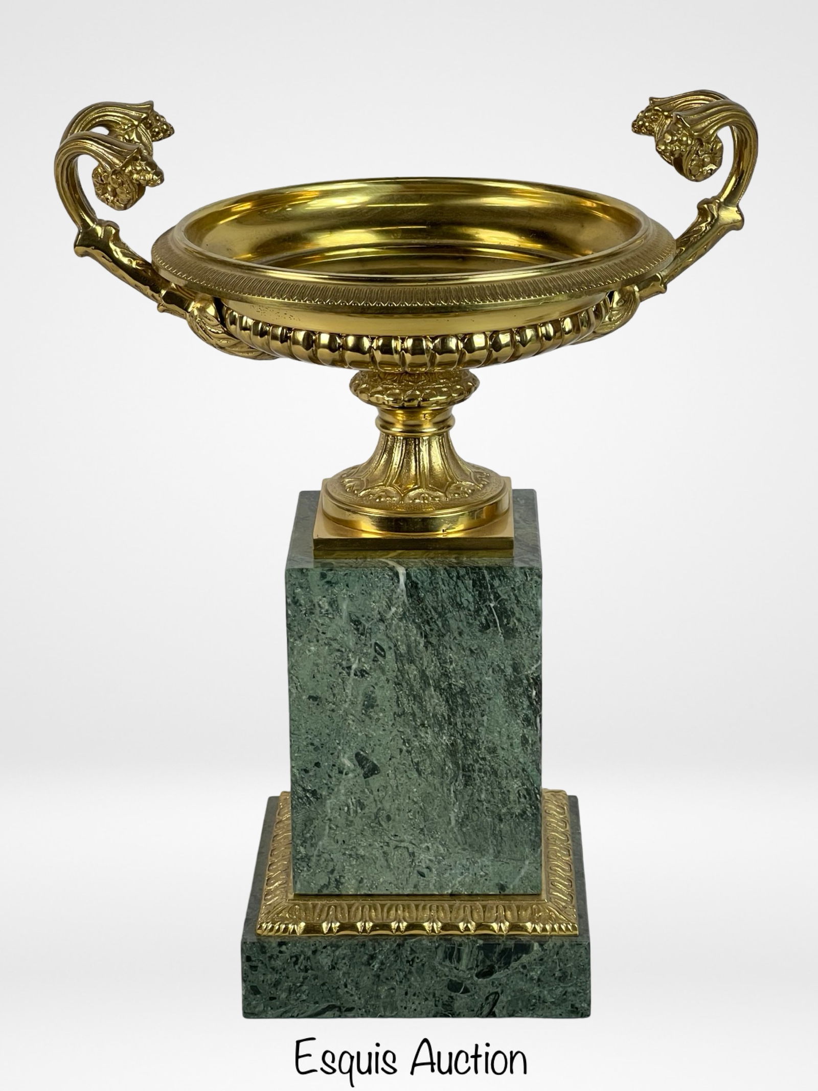 Large Neo-Classical Gilt Bronze Tazza on Marble Ba (1 of 5)