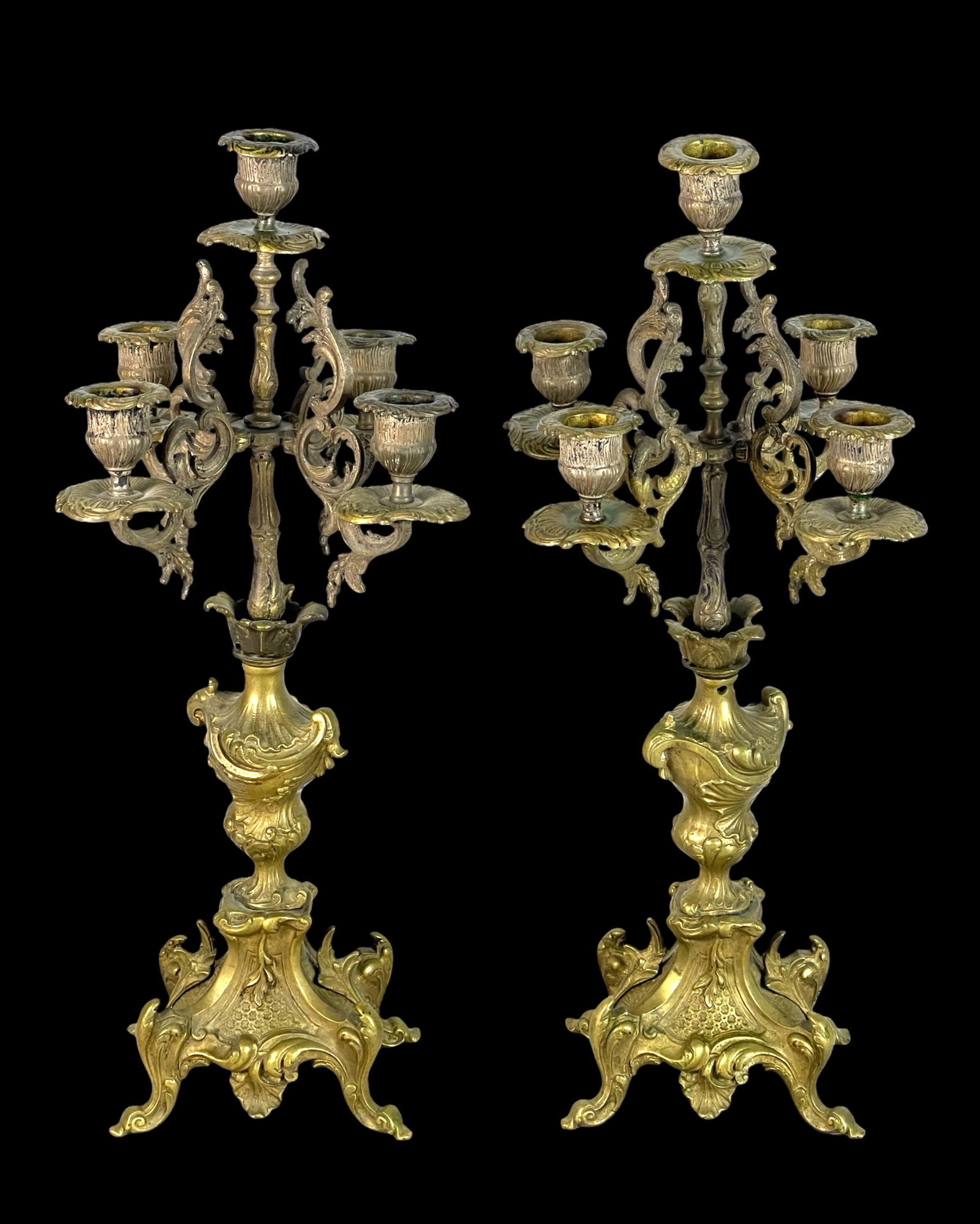 19th C. French Rococo Gilt Bronze Candelabras (1 of 5)