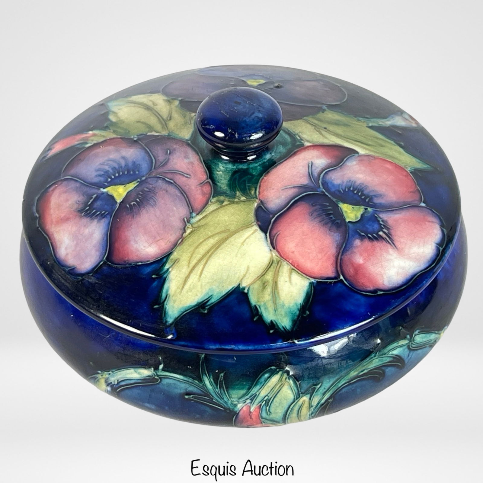Moorcroft Pottery "Pansy" Pattern Lidded Box (1 of 5)