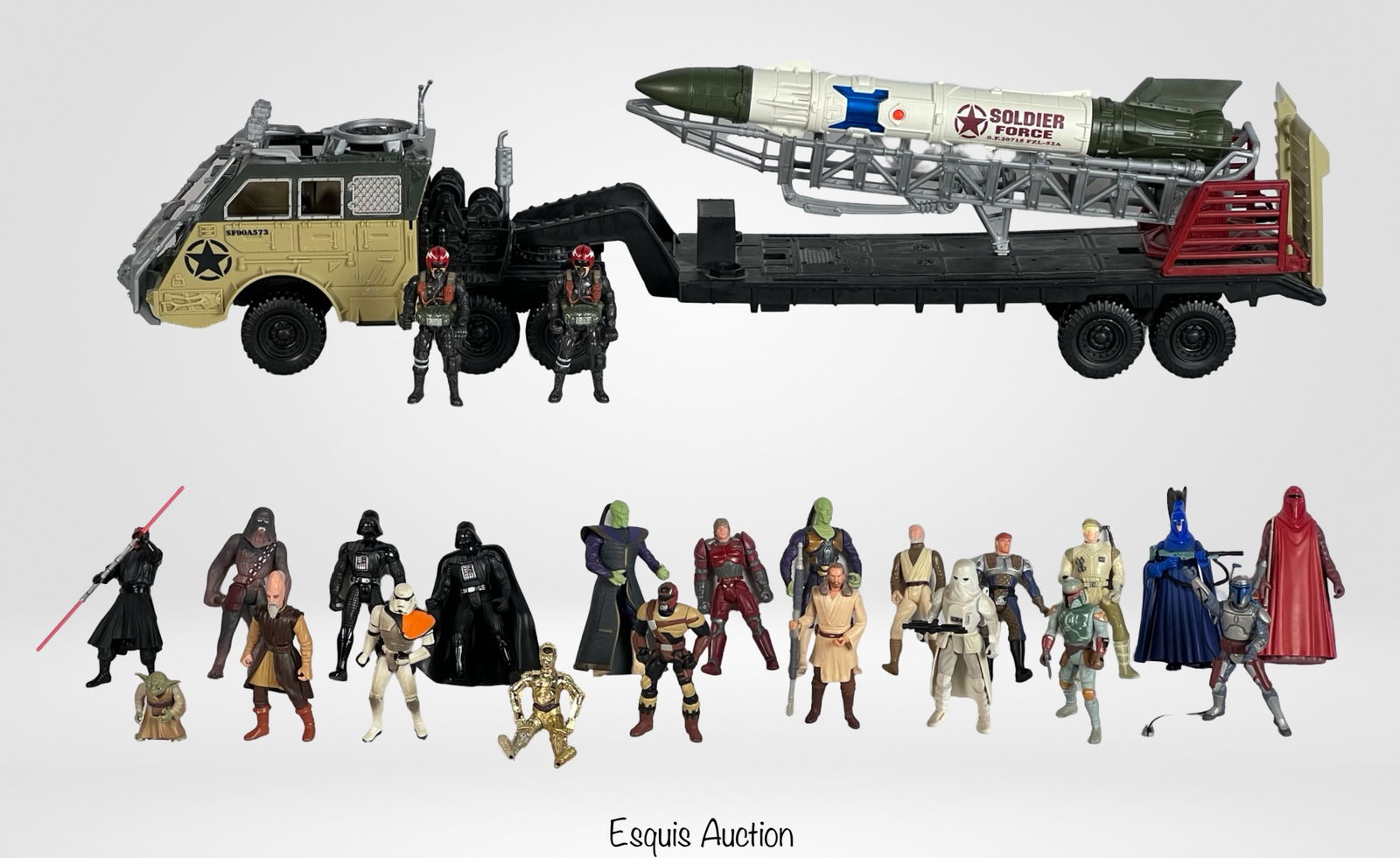 Star Wars & GI Joe Action Figures w/ Rocket Launch: Star Wars & GI Joe Action Figures with Rocket Launcher Truck.