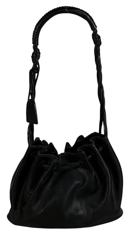 Gucci Drawstring Black Leather Shoulder Bag Purse (1 of 6)