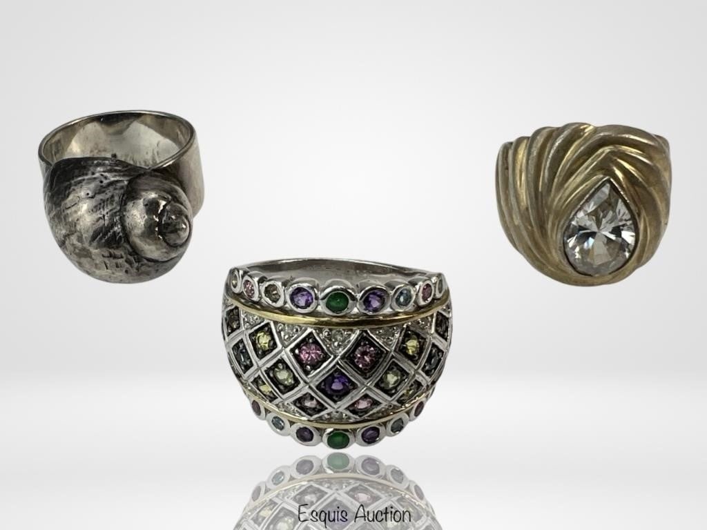 Group of Elegant Lady's Sterling Silver Rings (1 of 4)