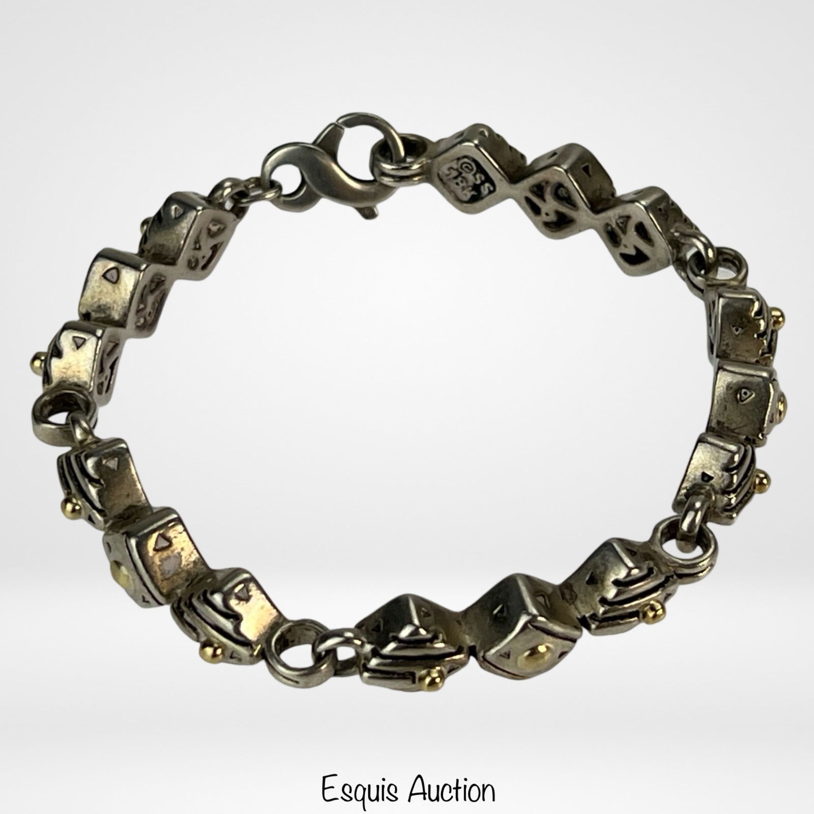 Massive Sterling Silver & 18k Gold Bracelet (1 of 4)