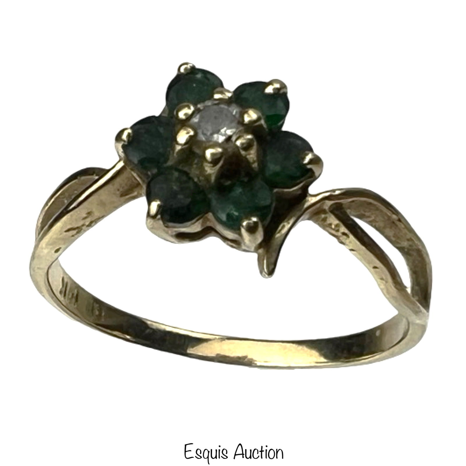 14k Gold Lady's Ring with Emeralds & Diamond (1 of 5)