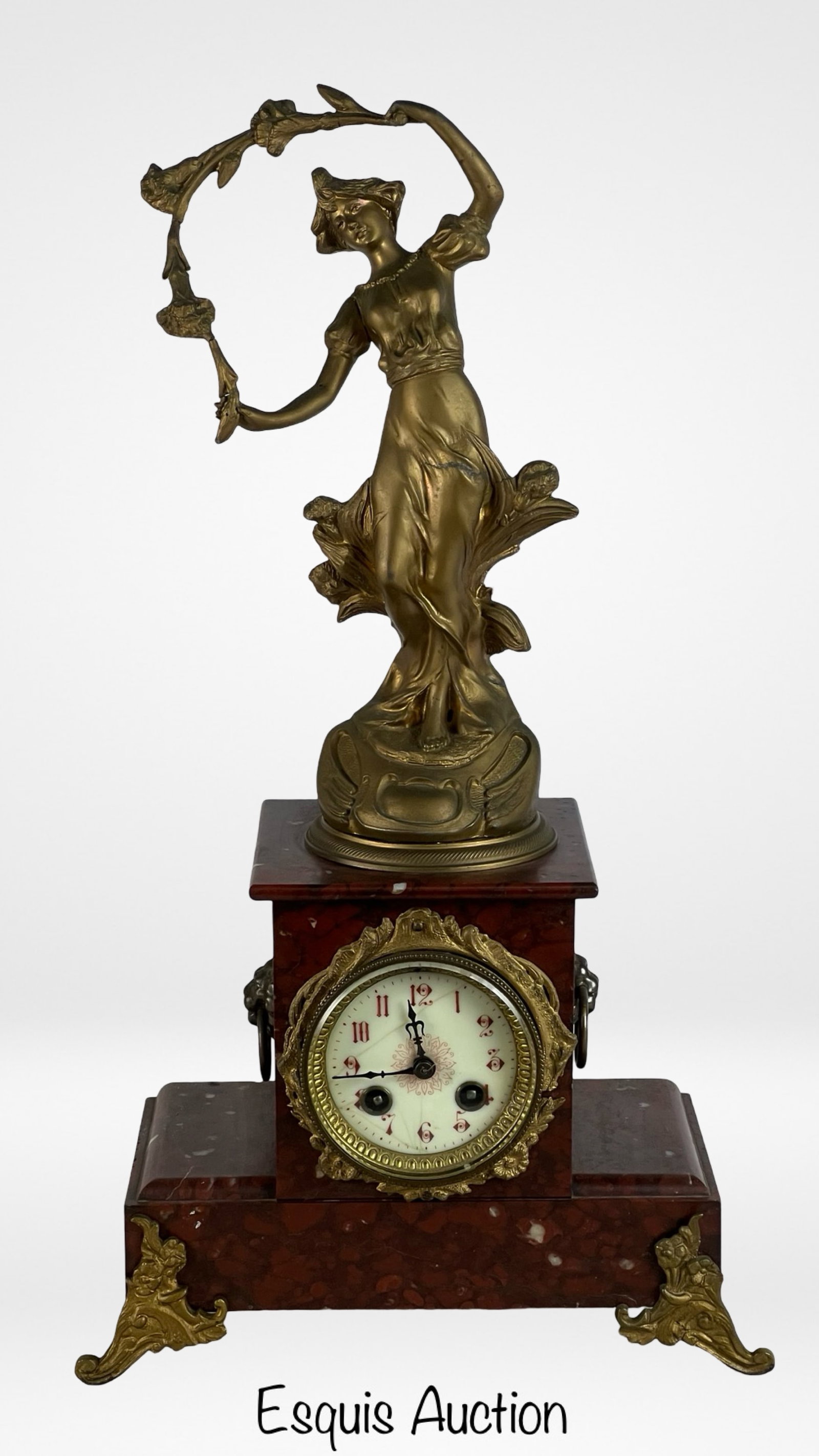 Art Nouveau French Clock with Gilded Lady Figure (1 of 6)