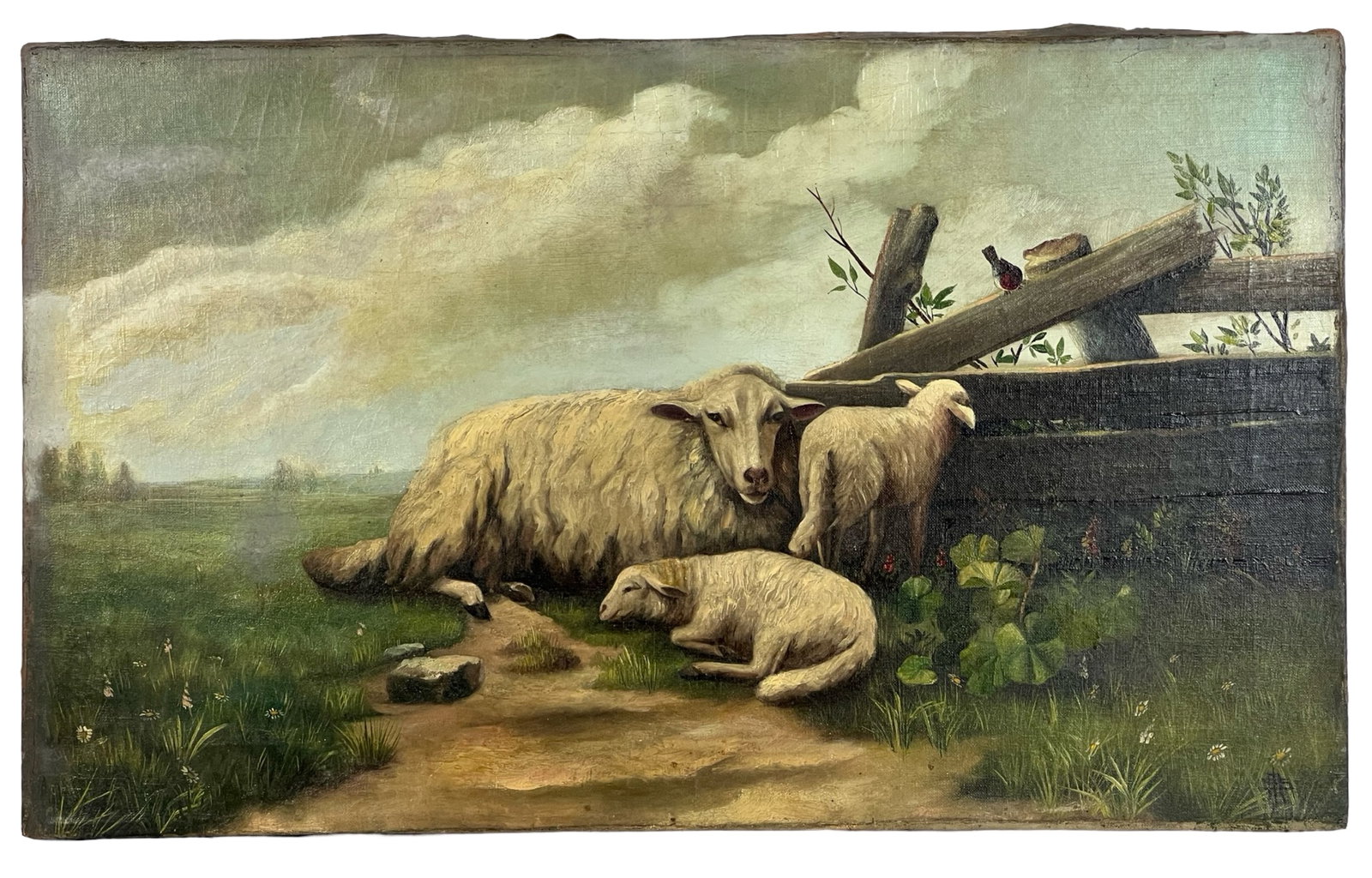 early 20th C European School Oil Painting of Sheep (1 of 5)