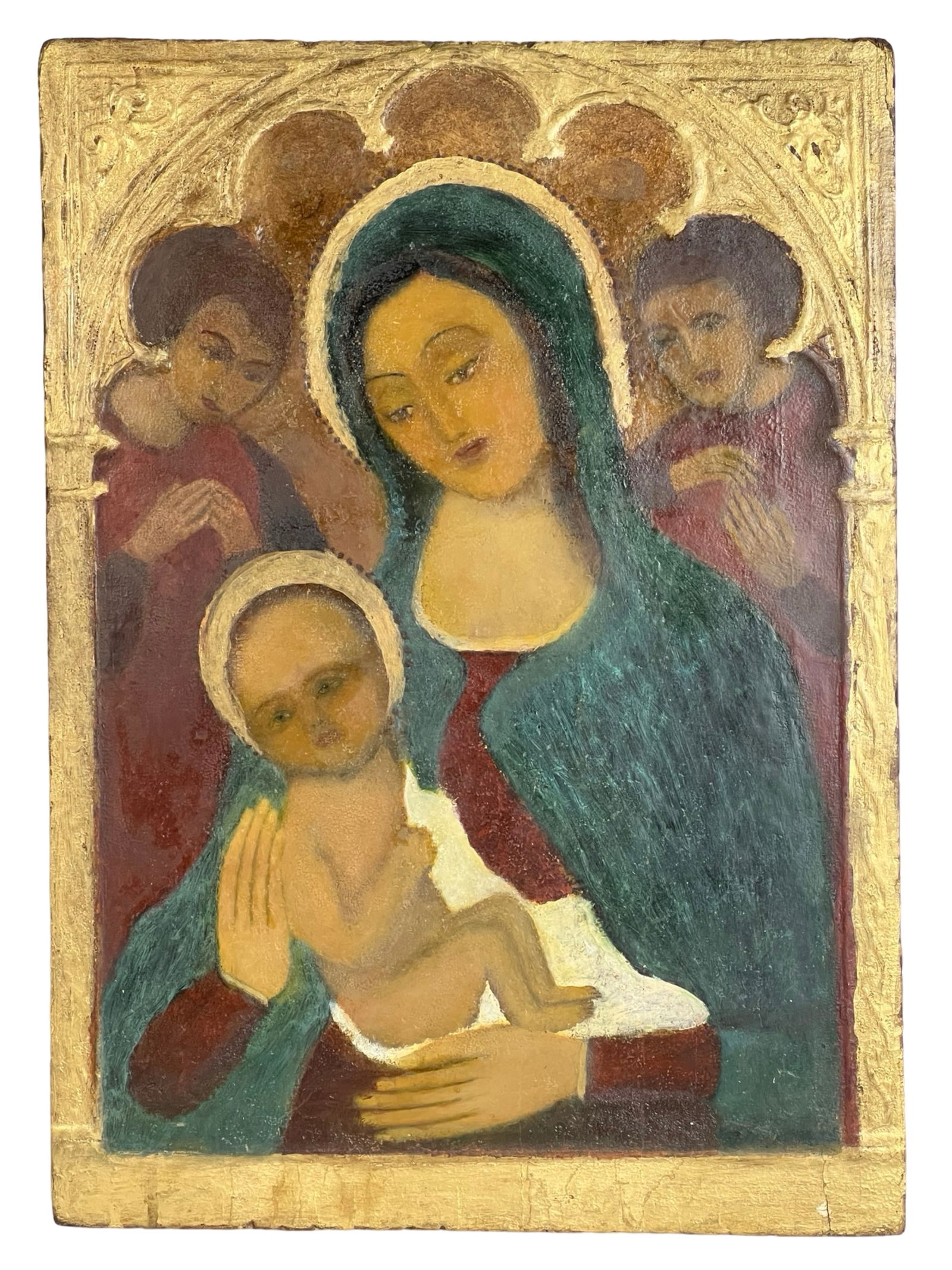 19th C. Madonna & Child Hand Painted Icon (1 of 4)