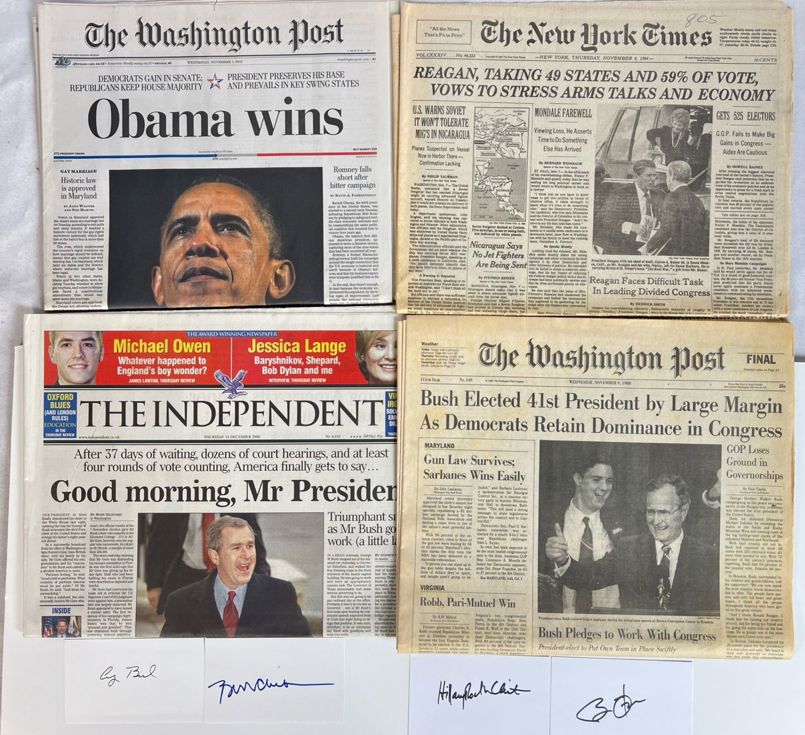 Presidents' Autographs with Historic Newspapers (1 of 3)