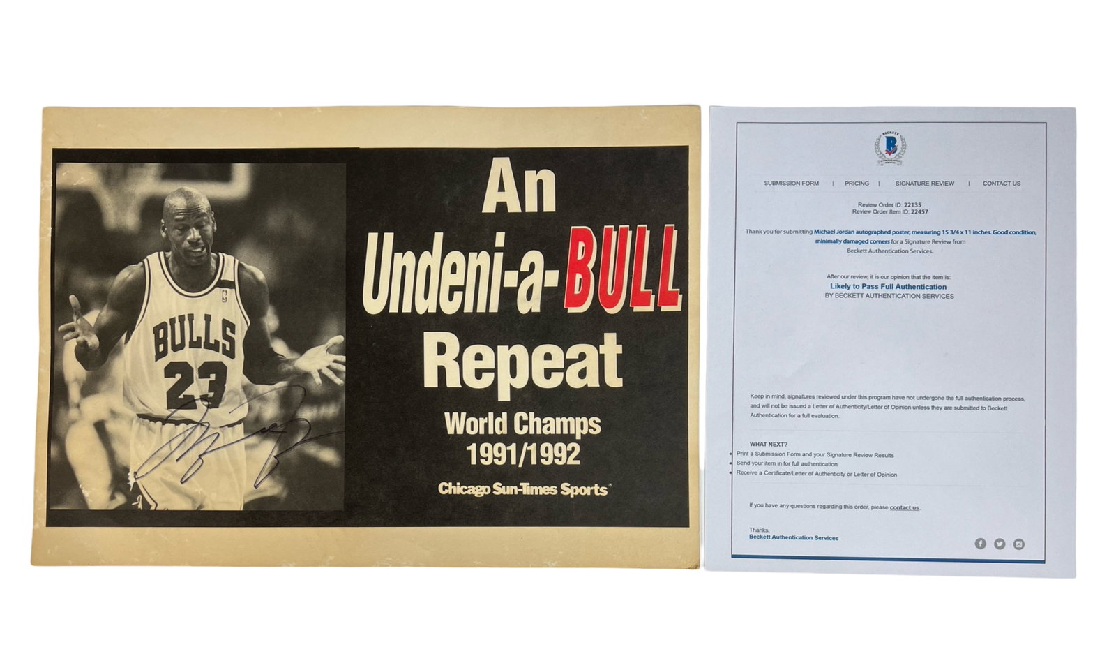 Michael Jordan Autographed "Bulls" Mini Poster (1 of 3)