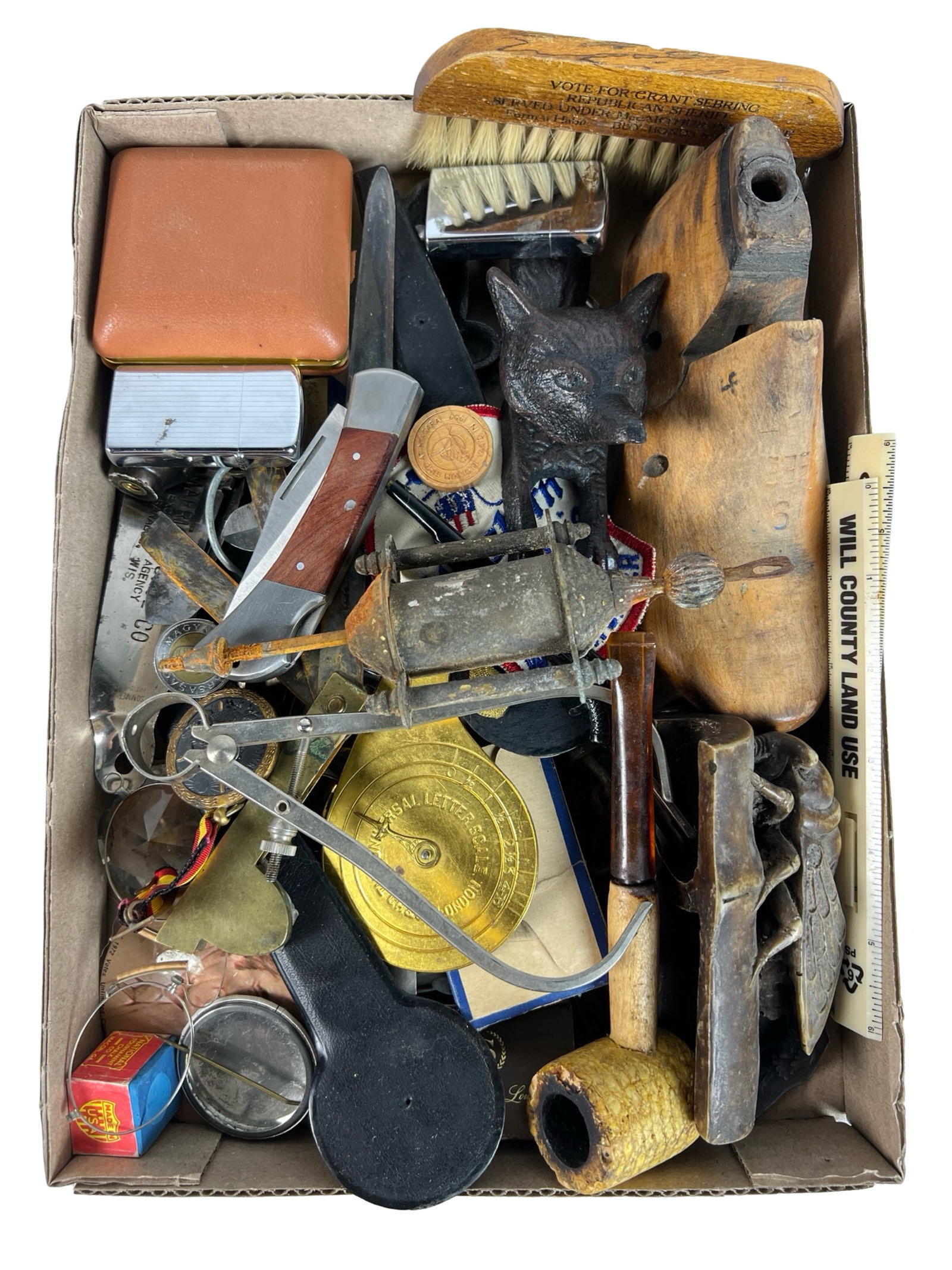 Gradfather Junk Drawer Lot: Gradfather Junk Drawer Lot- Pipes, Zippo Lighers, Belt Buckel, Pins, Clock, etc...