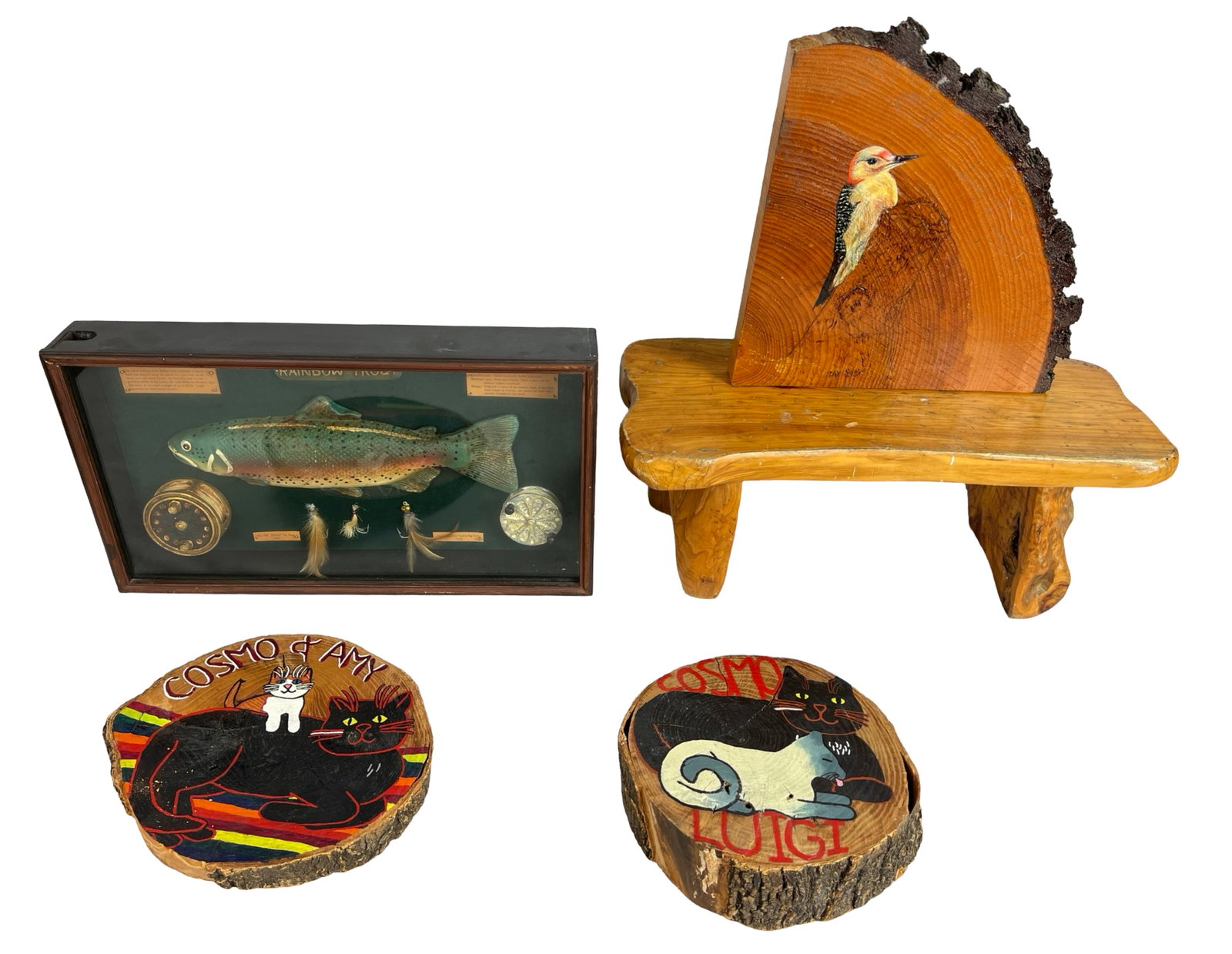 Home Decor- Wooden Slab Art, Fish Shadow Box (1 of 6)