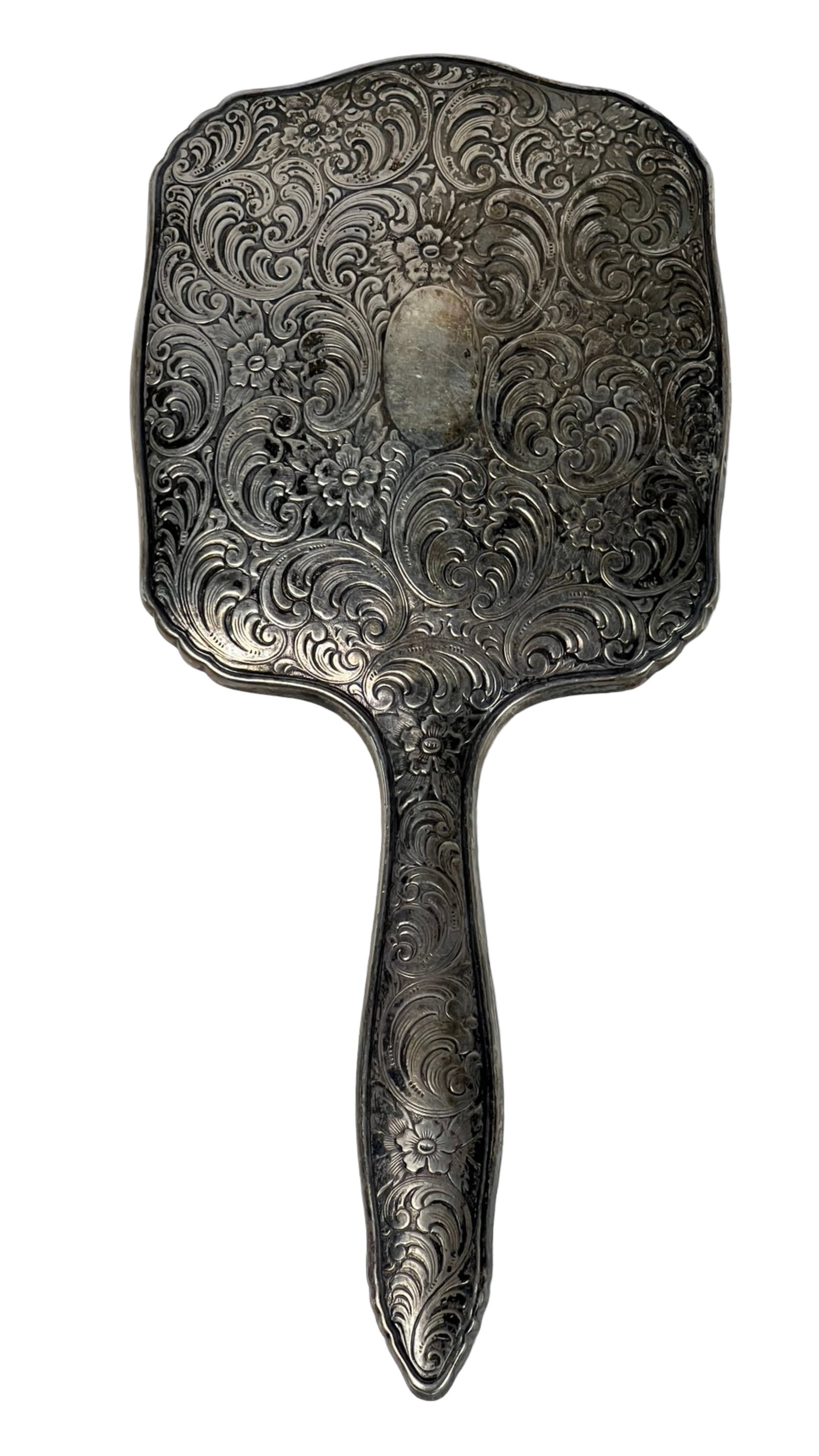 Antique Victorian .800 Silver Lady's Vanity Mirror (1 of 5)