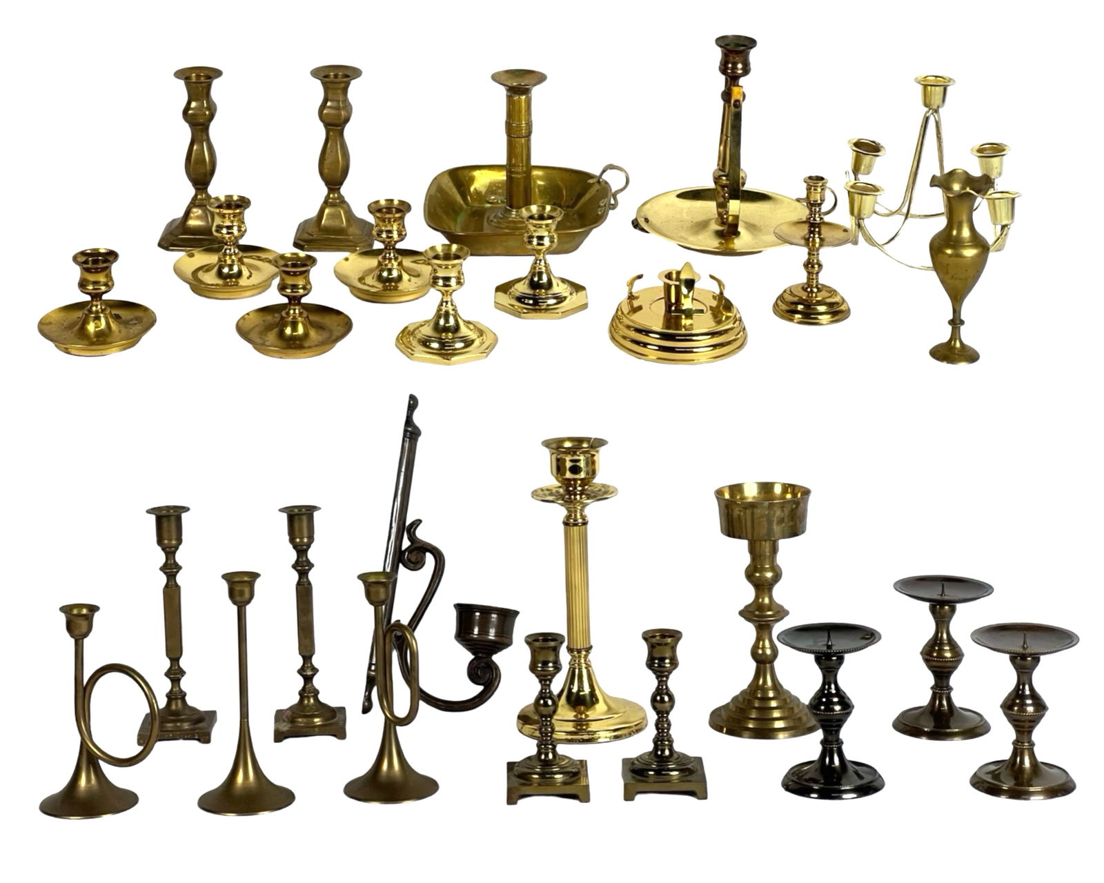 Assortment of Brass Candlesticks &  Candelabras (1 of 12)