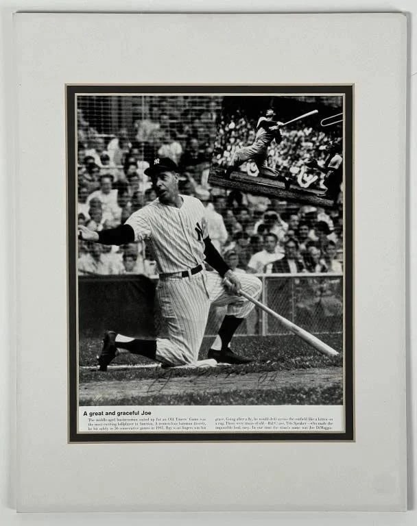 Joe DiMaggio Autographed Baseball Photograph: An autographed 8" x 10" photograph of Joe DiMaggio is a cherished piece of sports memorabilia. Joe DiMaggio, often referred to as "Joltin' Joe" or the "Yankee Clipper," was an iconic figure in basebal