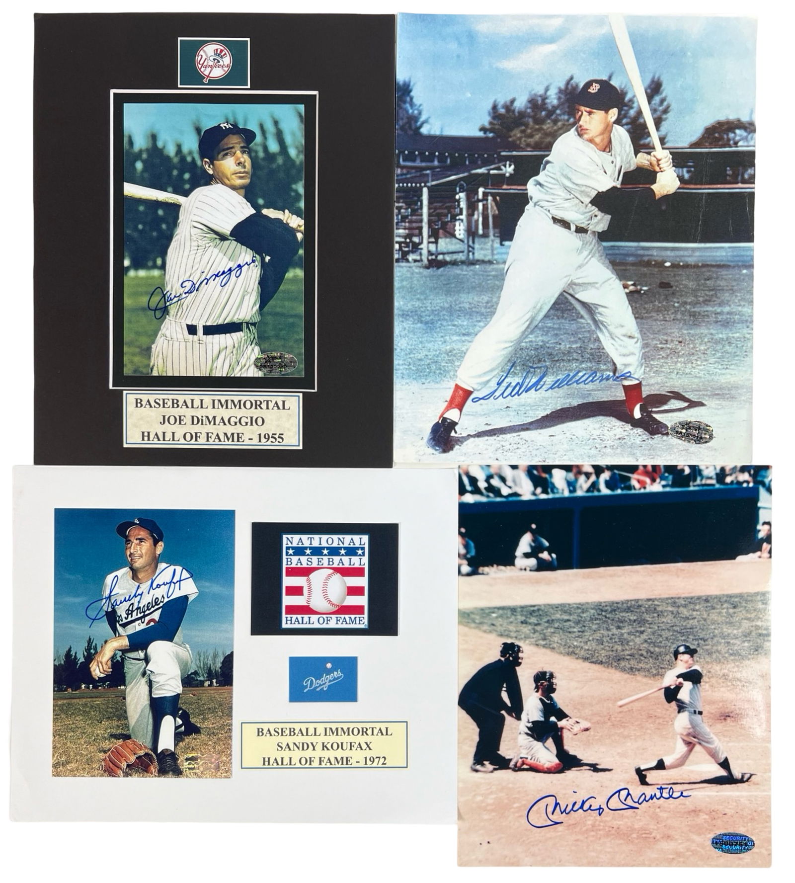 Baseball Greatest - 4 Signed Photos-Mantle. Koufax (1 of 10)