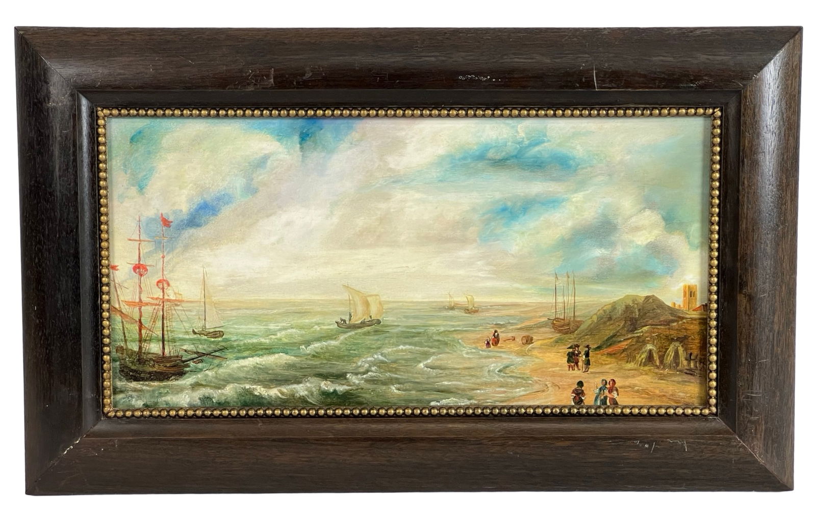 19th c. European School Coastal Scene Oil Painting (1 of 5)