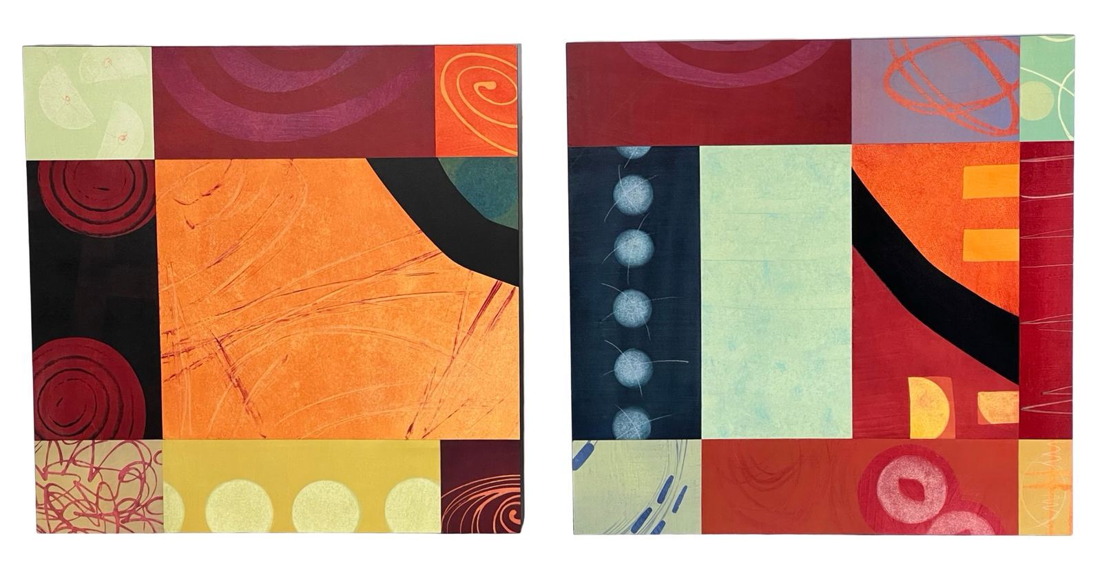 Leslie Emery Diptych Mixed Media Abstract Painting (1 of 5)