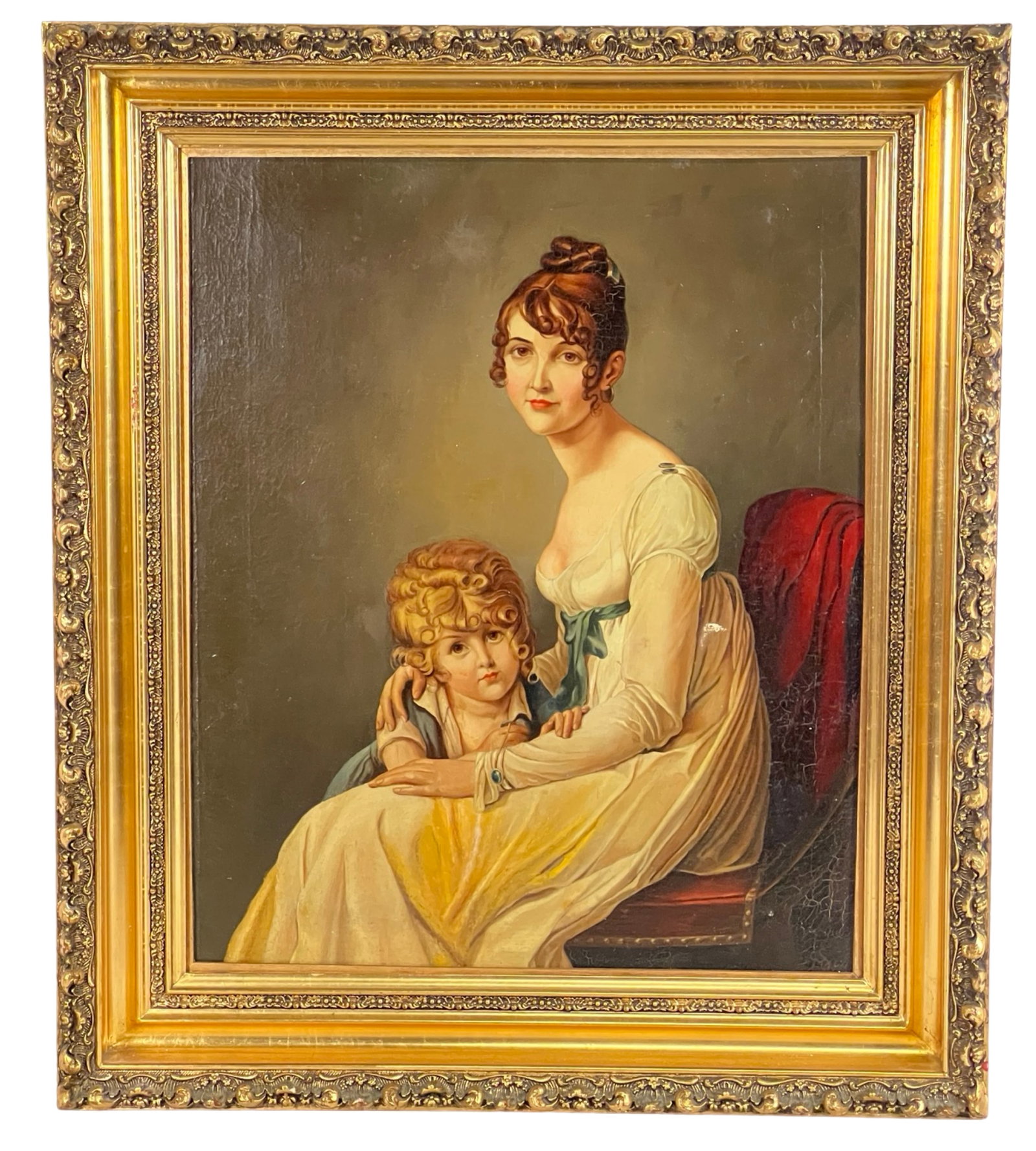 Marie-Guillemine Benoist (after) Portrait Painting: This artwork is a 1931 reproduction of a classical portrait attributed to Marie-Guillemine Benoist, a prominent French neoclassical painter. Benoist is most famous for her portrayal of women, particul