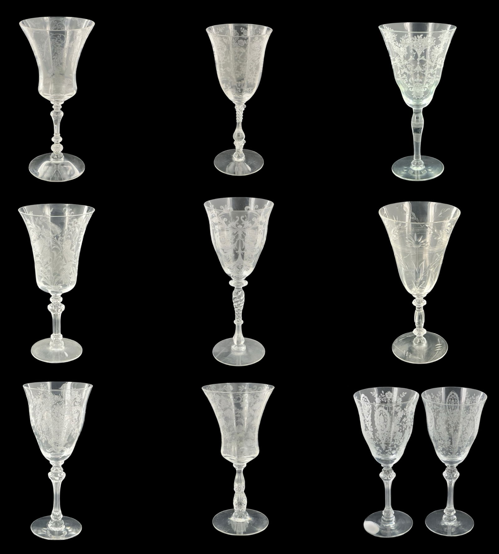 Collection of Vintage Etched Crystal Stemware (1 of 10)