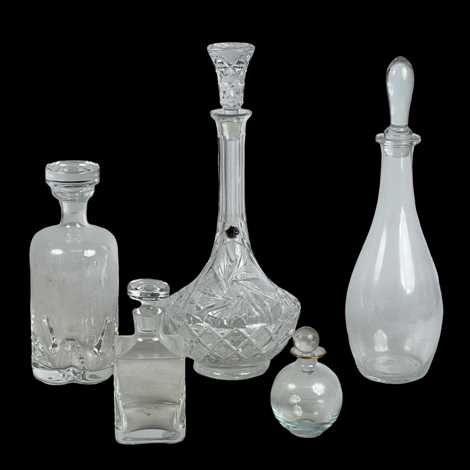 Group of Vintage Cut Crystal and Glass Decanters (1 of 4)