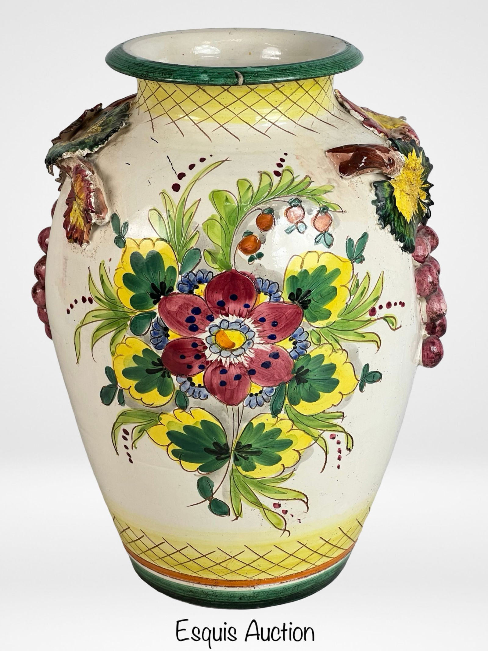 Large Italian Hand-Painted Pottery Floor Vase (1 of 5)