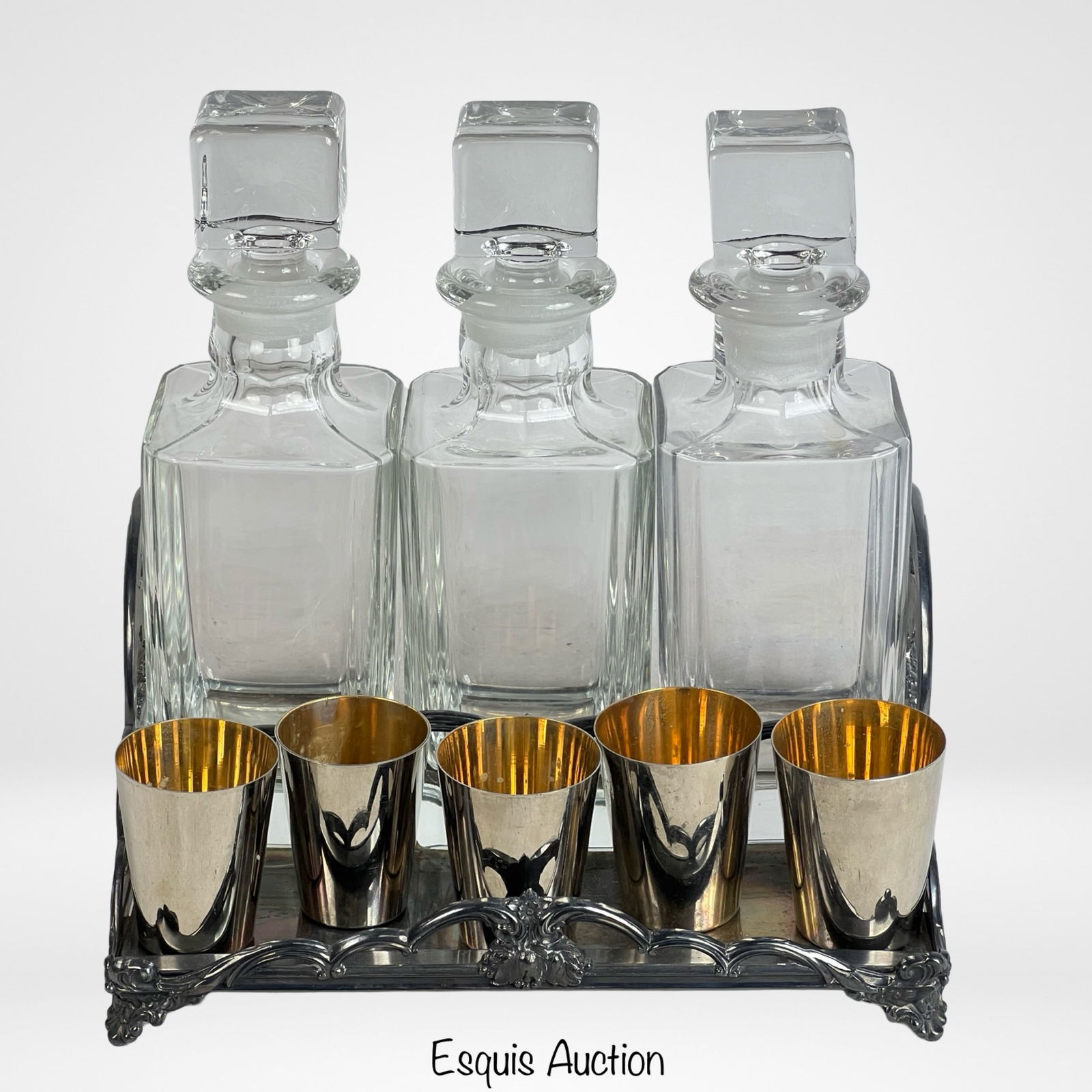 Art Deco Glass Decanters & Gilt-Lined Shot Glasses (1 of 3)